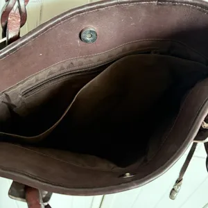 Brighton Brown Leather Basket Weave Design Tote Handbag Purse‎ Vintage thumbnail 8