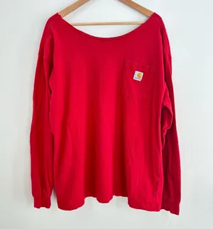 Carhartt red long-sleeve off the shoulder T-shirt thumbnail 1