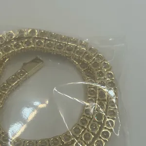 Moissanite Tennis Chain 5mm 22 Inch Gold New VVS1 D No Pass Hyperallergenic thumbnail 6