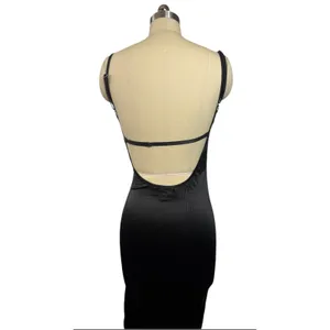 New! Ser.o.ya Birdie Midi Bodycon Dress Black Stretch Satin Sz Small‎ $295 thumbnail 12