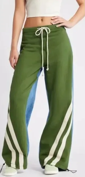 AUSTIN LANDING Sporty Jogger Jeans Green Stripes‎ Denim Back Size 5 Juniors thumbnail 1