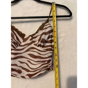 Princess Polly Zebra Print Lace‎ Trim Crop Top Brown White Camisole Size 0 thumbnail 3
