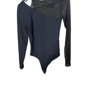 Abercrombie & Fitch Soft A&F Black Asymmetrical Mesh Long Sleeve Bodysuit Small thumbnail 3