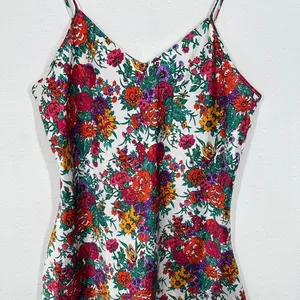 Vibrant Retro Floral Print Mini Slip Dress Chemise Nightie‎ Spaghetti Straps thumbnail 8