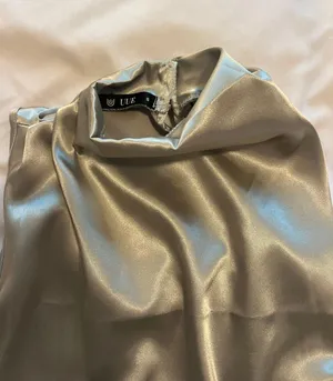 Silk High neck Blouse Top Green thumbnail 2