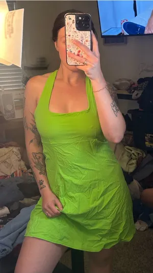 Outdoor Voices‎ Grasshopper Green Cross Back Mini Dress thumbnail 1