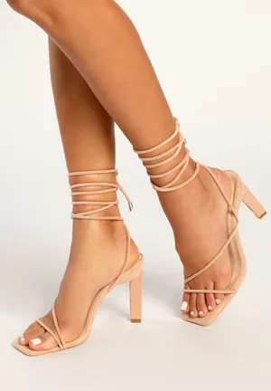 Lulus Gwendlyn Suede Lace-Up High Heel Sandals thumbnail 1
