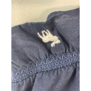 Abercrombie & Fitch Navy Off Shoulder Top Puff Sleeves Floral Embroidery S thumbnail 5