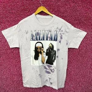 Aaliyah Queen of RNB Purple Tie Dye Tshirt size Large thumbnail 1