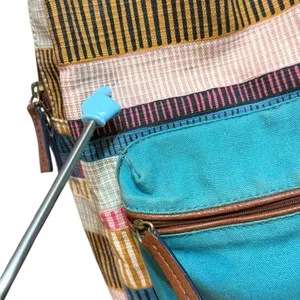 Fossil Multicolor Canvas Backpack Teal Blue Front Pocket Boho Retro‎ Style thumbnail 10