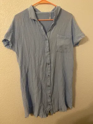 Boutique NWT Baby Blue Chambray Dress thumbnail 2