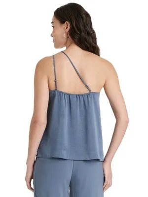A New Day ONE SHOULDER STRAP CAMI BLOUSE SATIN FINISH DARK BLUE thumbnail 2