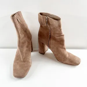 Sam Edelman Codie Suede Leather Square Toe Block Heel Ankle Boots Booties Brown thumbnail 3