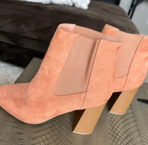 Faux Suede Heeled Booties Orange Size 7.5 thumbnail 1