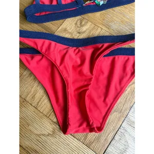 Rye $205 Zesty Grosgrain-trimmed Triangle Bikini, Red/Blue, XS, EUC, Worn Once thumbnail 9