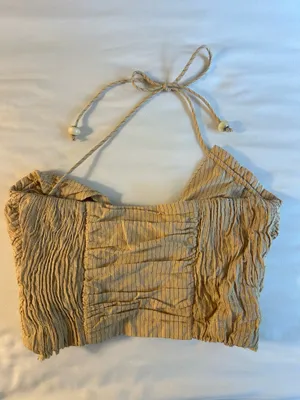 Zara Striped Beige Halter Crop Top thumbnail 2