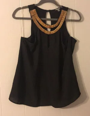 Charlotte Russe Black Tank With Gold Neck Detailing thumbnail 1