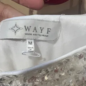 WAYF Silver Sequin straight Neck mini Dress thumbnail 8