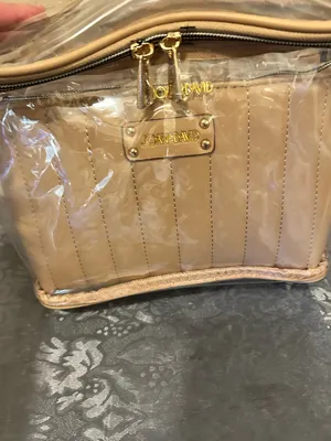 Joan & David Beige clear Top handle Train Case- 3 piece Set thumbnail 2