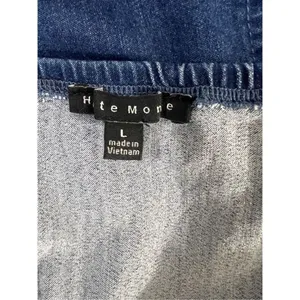 Haute Monde Blue Denim Mini Dress Size L Zip-Front Spaghetti Straps Sleeveless thumbnail 6
