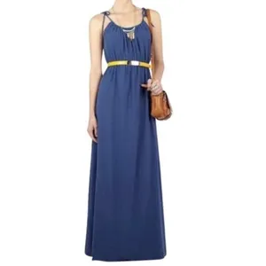 Theory Size S Tylie Maxi Dress Blue Shoulder Tie Spaghetti Strap Elastic Waist thumbnail 2