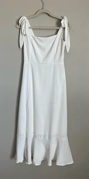 ANRABESS | White Tie-Shoulder Maxi Dress Sz M thumbnail 1