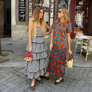 Hunter Bell Andrea Dress Black White Gingham Tiered Midi Size 6 NWT thumbnail 15