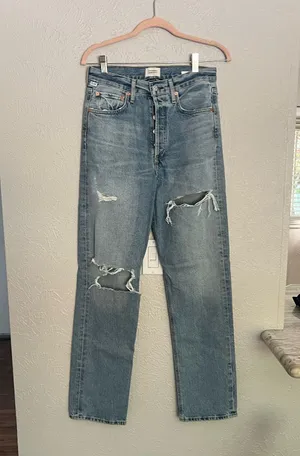 Citizens of humanity Eva light wash straight leg mid rise distressed jeans 25 thumbnail 3