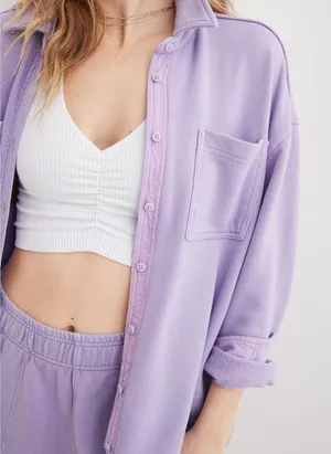 Aerie Purple Oversized Button Down Shirt M thumbnail 1