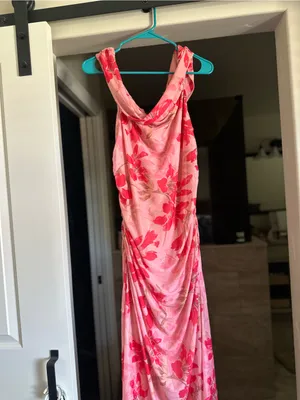 Pink Floral Cowl Neck Maxi Dress thumbnail 2