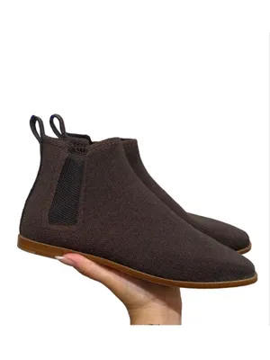 Rothy's Merino Ankle Boot Comfort Pull On Chelsea Brown Cocoa Boots- Size 10 thumbnail 2