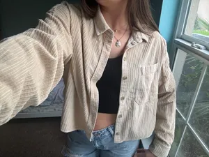 American Eagle Cream Corduroy Jacket thumbnail 1