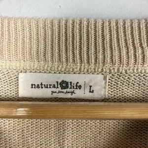 Natural Life Tie Dye Black Cream Cotton Knit Sweater Cropped Sz L Boho, hippie thumbnail 2