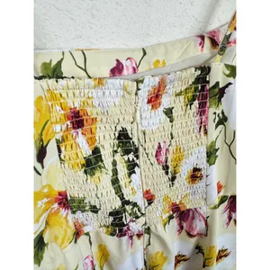 Abercrombie & Fitch Yellow Floral Mini Dress Square Neck Smocked Back Womens L thumbnail 3