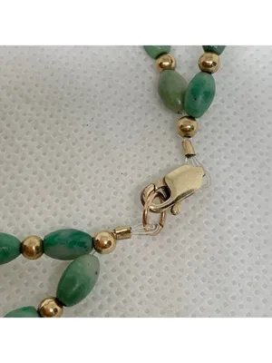 Women’s watch 21mm case quartz analog green gold tone beaded bracelet 7” running thumbnail 8