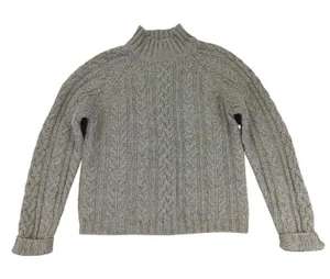 Vintage North Crest Cable Knit Mock Neck Sweater Womens Small Tan Acrylic‎ Wool thumbnail 1