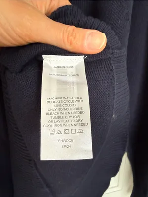 Quince Organic Cotton Navy Mock Neck Sweater‎ Size Small thumbnail 4