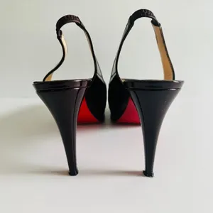 Christian Louboutin Altadama 100 Burgundy Slingback Peep Toe Patent Pump Sz 39.5 thumbnail 6