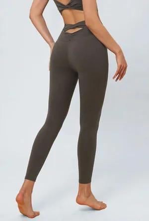Berlook Activewear Dark Coffee Cut Out Leggings 24” thumbnail 2
