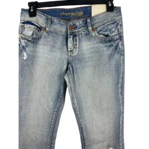 VTG American Eagle 90s Y2K Antique Wash Super Low Rise Skinny Flare 10R NOS thumbnail 5