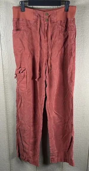 Soft Surroundings Benecia Cargo Pants Sz Medium Terracotta Tencel Boho Straight thumbnail 1