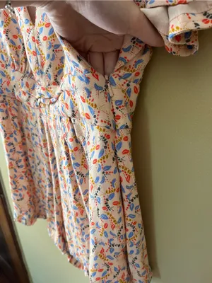 Free People Blush Pink Floral Print Romper with Blue & Red Accents thumbnail 10