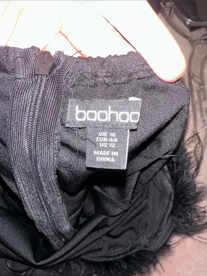 BooHoo Black Feather Strappy Wide Leg Jumpsuit thumbnail 8