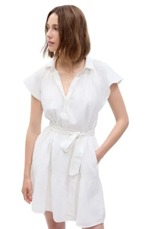 Gap Crinkle Gauze Flutter Sleeve Mini Shirt Dress Off White Medium NEW with Tags thumbnail 1