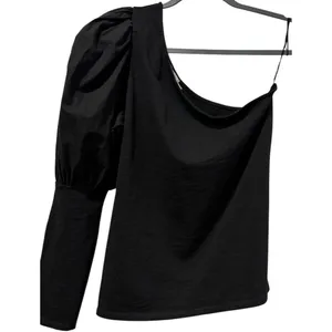 Nation LTD Sabrina One Shoulder Party‎ Tee Shirt Jet Black Medium $125 thumbnail 3