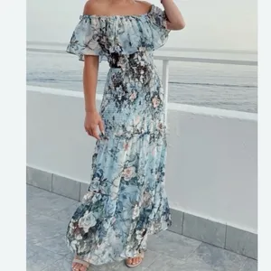 Baltic Born Amalfi Smocked Maxi Dress Blue Floral thumbnail 3