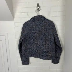 Vintage Bill Blass Patterned Tapestry Trucker Jacket Size M Blue Size M thumbnail 11