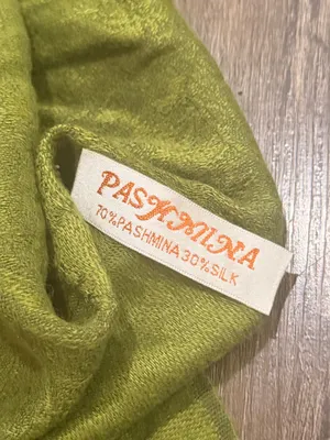 pashmina Olive Green Fringed Wrap Scarf thumbnail 4