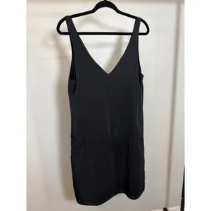 Amanda Uprichard Black 100% Silk V-Neck Dropped Waist Mini Dress‎ Medium thumbnail 2