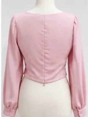 ASTR The Label Blush Pink Satin Square Neck Puff Sleeve Romantic Coquette Size M thumbnail 7
